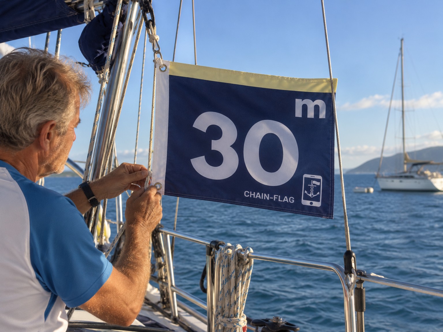 Vrai pavillon Chain-Flag de 30 mètres sur le bateau Viking